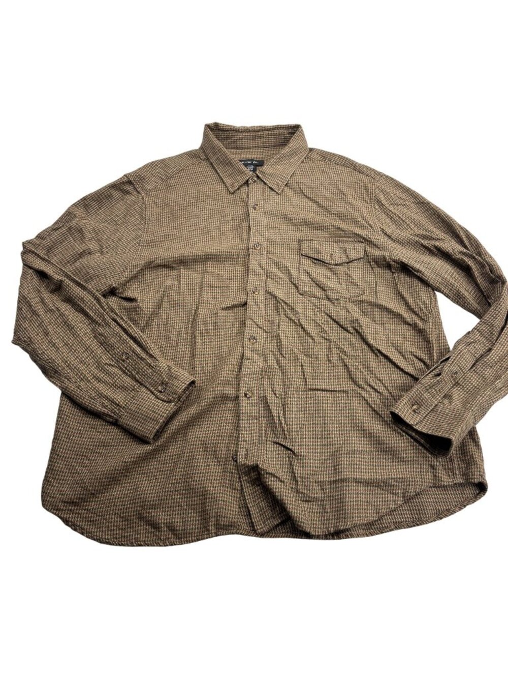 Porter + Ash Mens XXL Button-Down Shirt Plaid Long Sleeve Brown & Green Cotton B